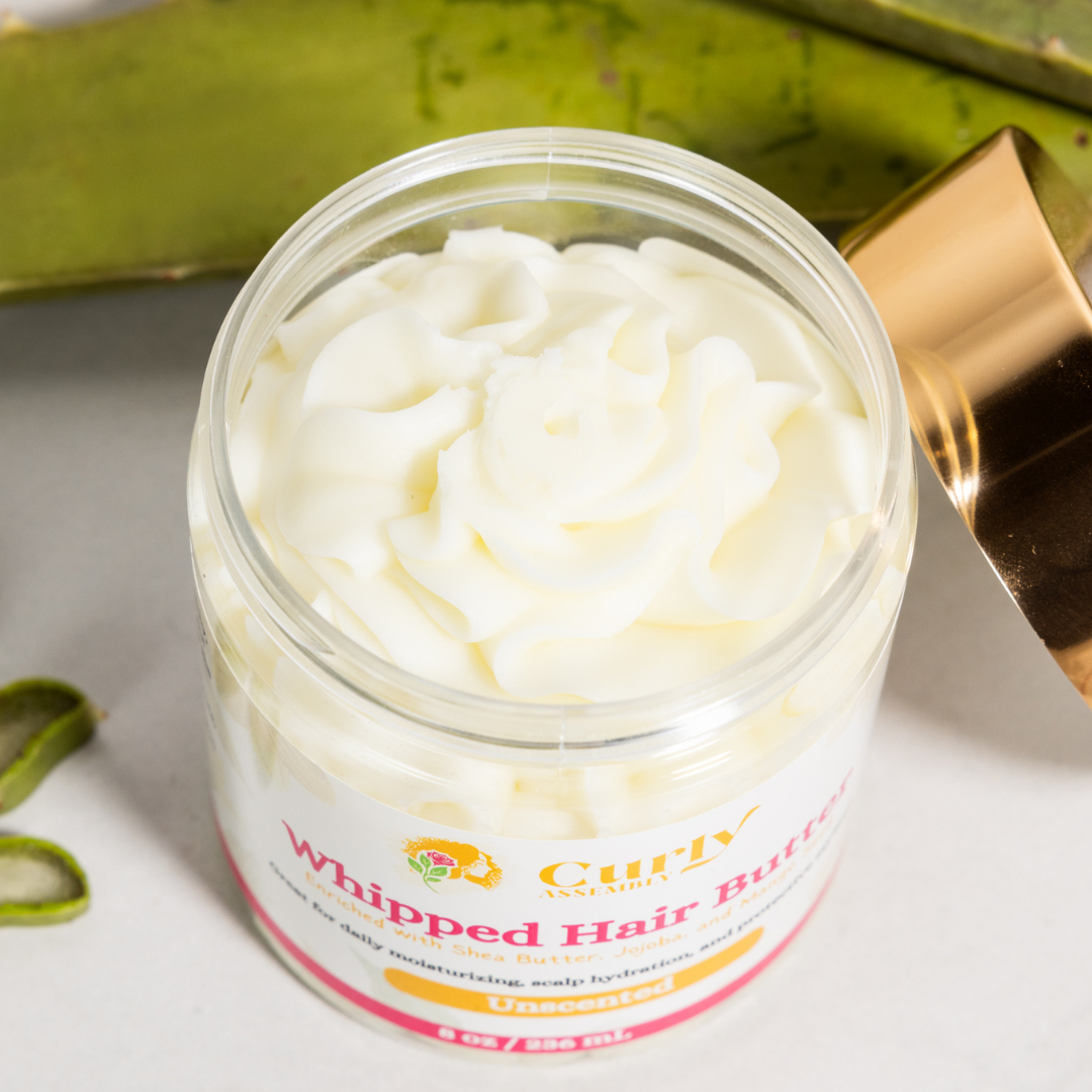 Whipped Hair Butter Unscented - Close-up of product consistency and texture for curly hair.