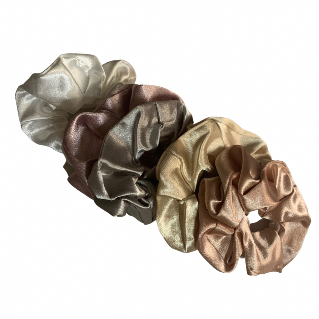 Nude Satin Scrunchies Pack