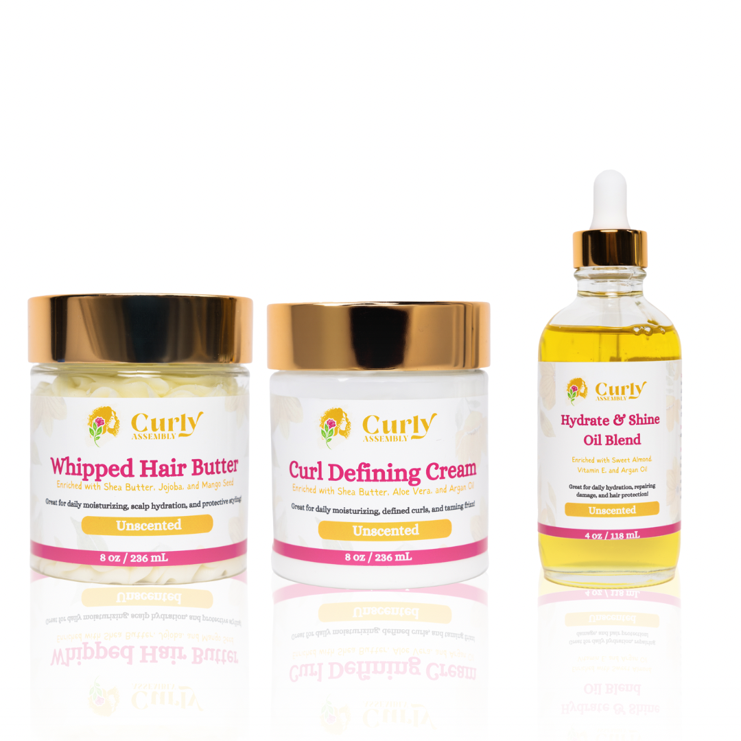 Trio Bundle Unscented - Curly hair care trio bundle with shampoo, conditioner, and styling cream